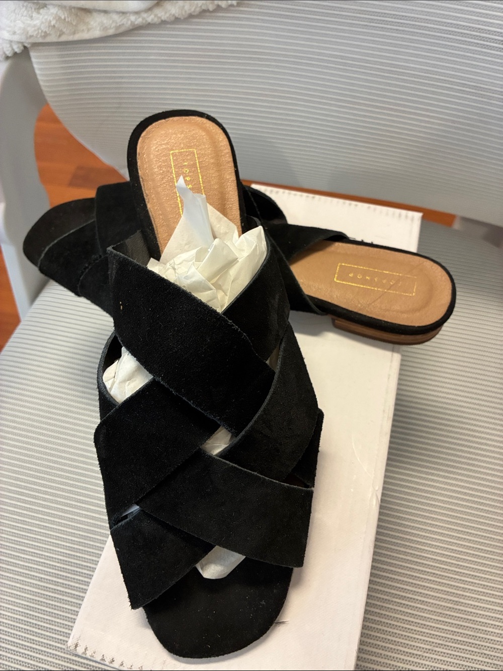 TOPSHOP Black Crisscross Slide Sandals - Women